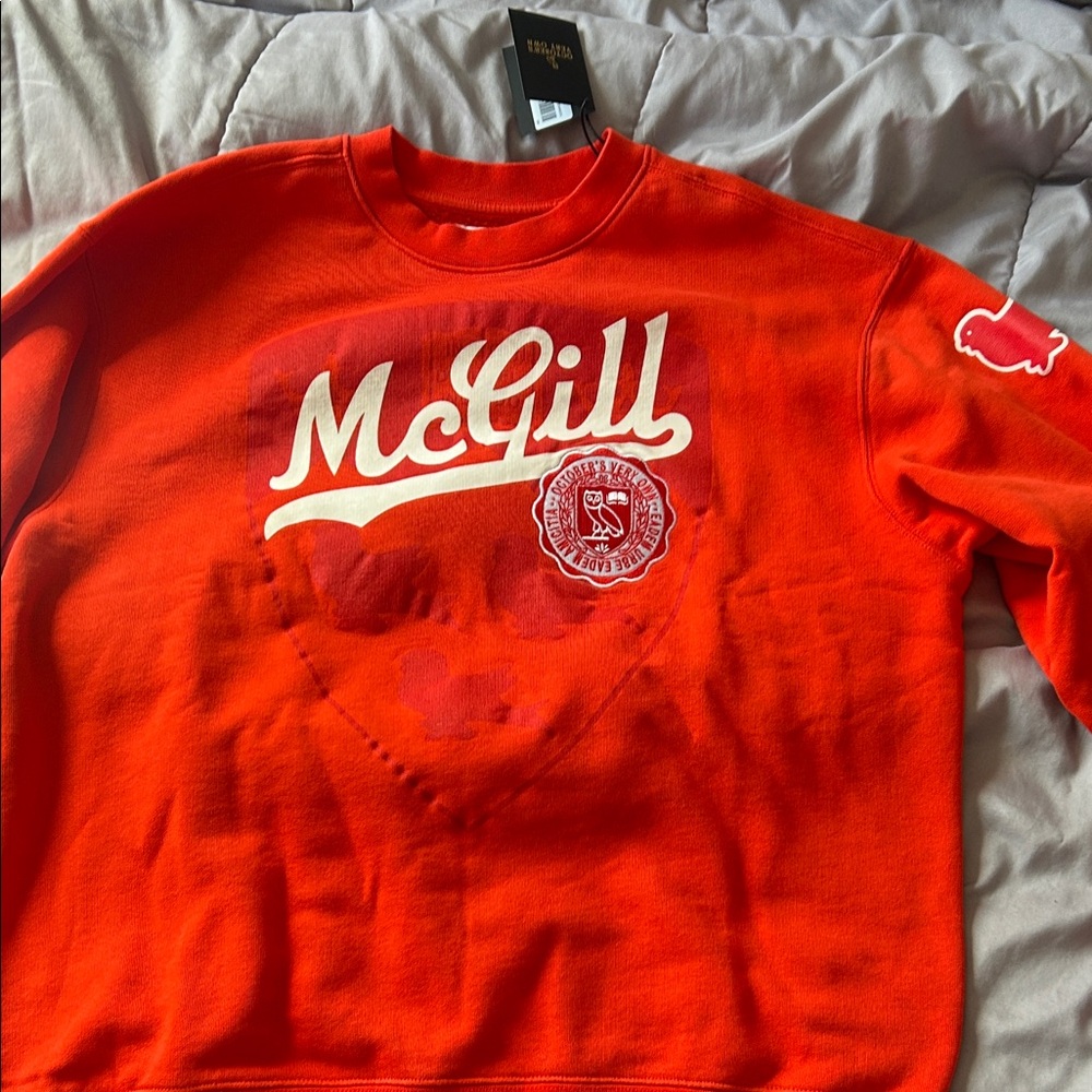 McGill x OVO Unisex Red Crewneck Sweater Size small